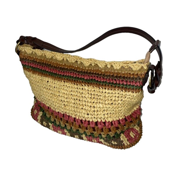 St. John's Bay Basket Shoulder Bag Woven Straw NWOT Striped - Picture 2 of 12